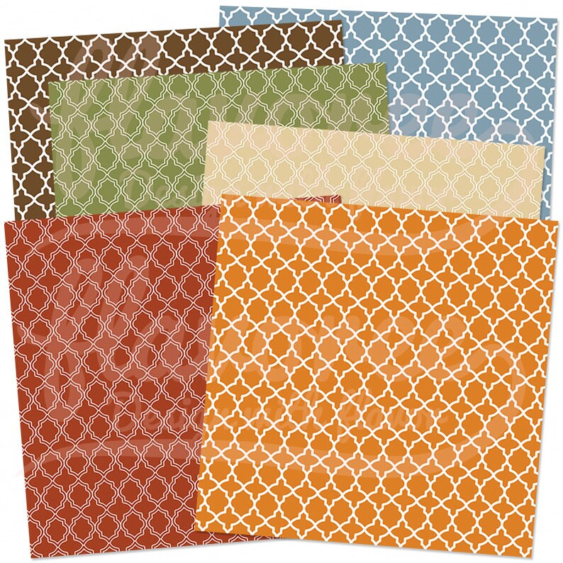 Digital Scrapbook Paper Pack MOROCCAN PATTERN Earth Tones Geometric