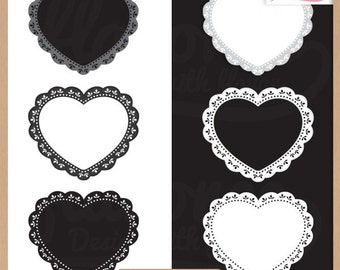 Digital Scrapbooking Frames - BLACK and WHITE LACE - Frames & Doilies - Scrapbook | Clip Art | Romantic | Love | Labels Coupon: BUY3GET20OFF