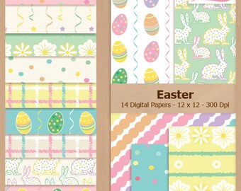 Digital Scrapbook Paper Pack - EASTER - Holiday | Eggs | Party | Bunny | Coupon: BUY3GET20OFF