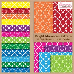 Digitale Scrapbook papier Pack - heldere MAROKKAANSE patroon - etnische | Scrapbooking | Regenboog | geometrische | Coupon: BUY3GET20OFF