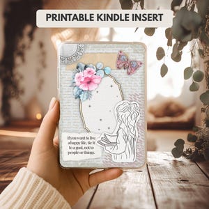 Insert Kindle – Insert floral pour liseuse | Téléchargement numérique | Accessoire lecture poétique et élégant