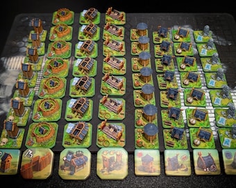 Northgard Uncharted Lands: 3D Resin Building Upgrades (56 pcs) – Grey Miniatures