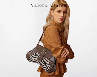 Borsa a tracolla con stampa zebrata, stile Y2K, boho, borsa a sella da donna con motivo animalier