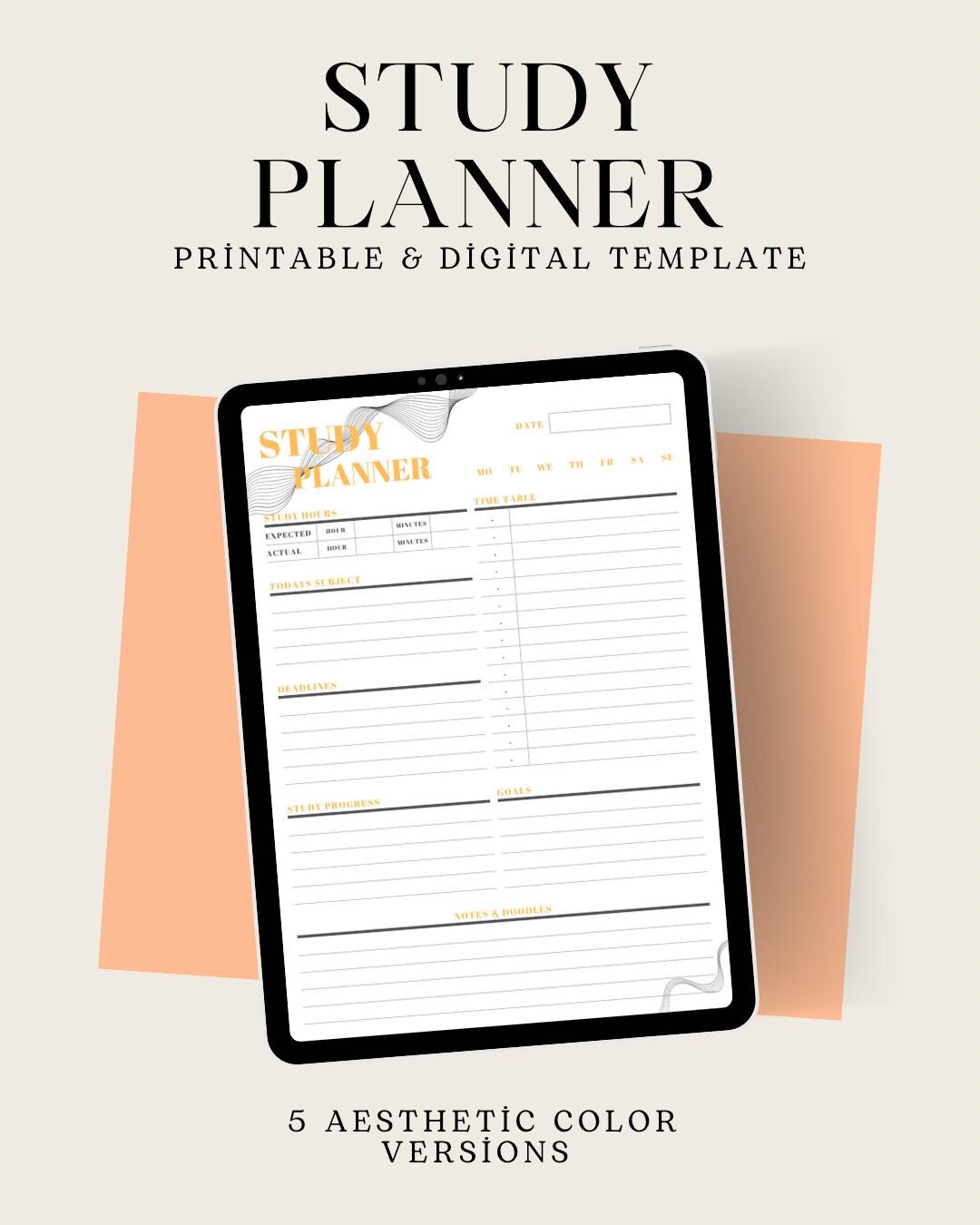Study Planner Printable | Daily Study Template | Aesthetic Student ...