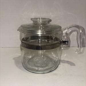 vintage Pyrex Flameware glass percolator coffee pot, 4-6 cups