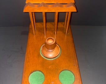 Vintage Servietten- und Gewürzdose aus Holz, wahrscheinlich aus der Mitte des Jahrhunderts.
