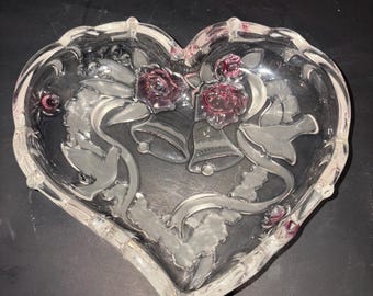 vintage Mikasa heart-shaped crystal dish from the "Special Moments" line