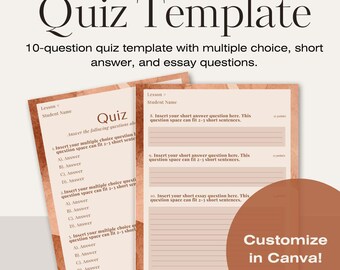 Quiz template - print or digital - 10-question editable quiz sheet for course, coaching