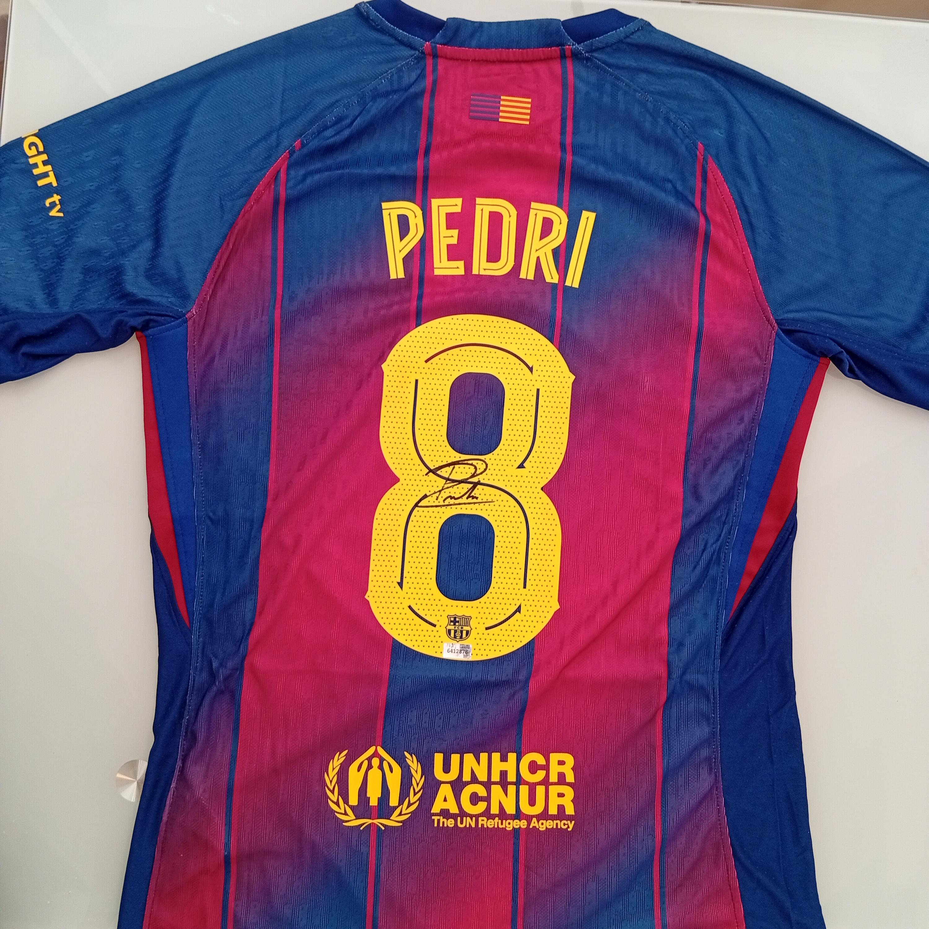 ペドリ #8 バルセロナ FC 直筆サイン入り ホーム サッカー シャツ 2025