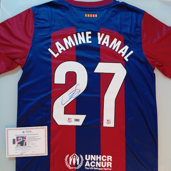 Lamine Yamal Signed Autographed Barcelona FC Football T-shirt #27