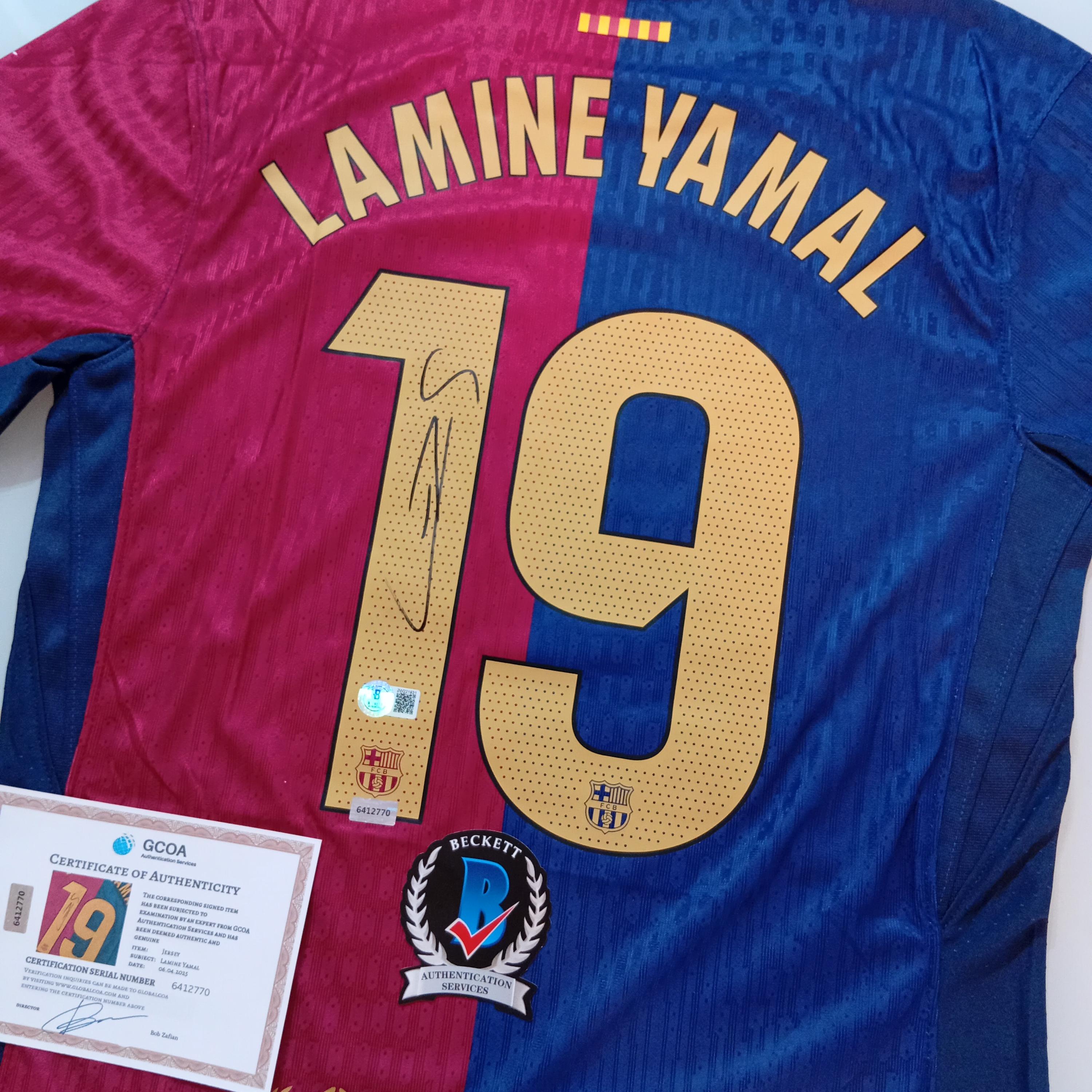 Lamine Yamal Signed Autographed Barcelona Jersey BAS Beckett COA