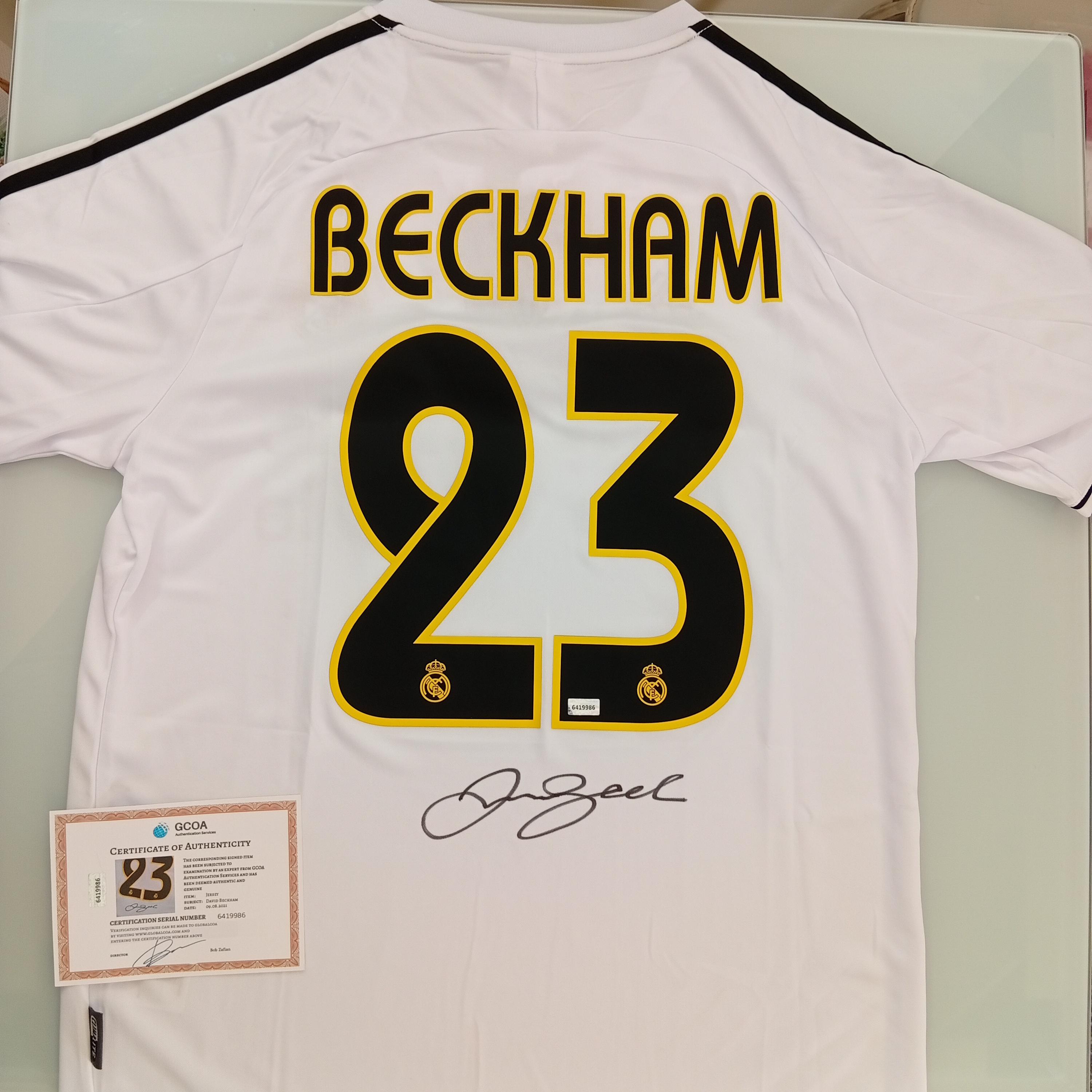 David Beckham Signed Autographed Real Madrid FC Football T-shirt