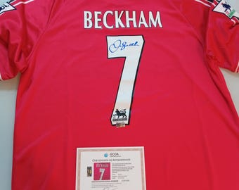 David Beckham Signed Autographed Manchester United Football T-Shirt With COA