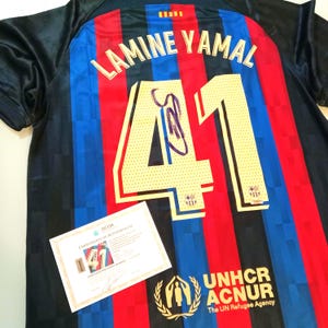 Lamine Yamal Signed Autographed Barcelona FC Football T-shirt #41