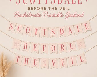 Scottsdale Before The Veil Garland Bachelorette Printable Editable Canva Template