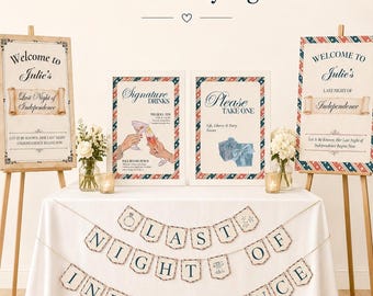 Last Night Of Independence Bachelorette Party Decoration Sign Printable and Editable Canva Template