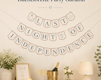 Last Night of Independence Garland Decoration For Colonial Founding Fathers Bachelorette Party Printable and Editable Canva Template Bundle