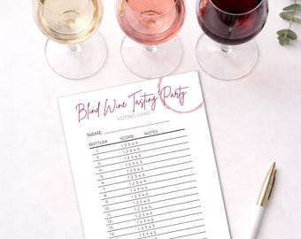 Blind Wine Tasting Score Card, Party Game, Printable Voting Sheet (PDF JPG)