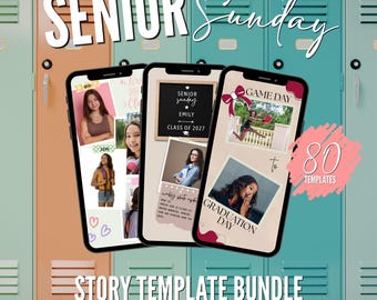 Senior Sunday Social Media Story Template Girl, Editable Canva Template