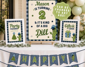 Pickle Party Boy Decor, Big Dill Boy Birthday Printable Sign Bundle, Pickle Birthday Bundle