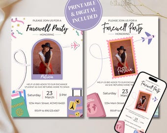 Feminine Exchange Student Farewell Party Invitation