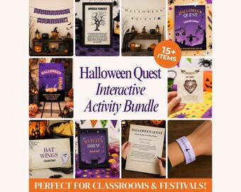 Halloween Activities Party Bundle, Halloween Party Kit, Scavenger Hunt, Fall Festival Adventure Game Printables, Halloween Quest Experience