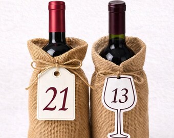 Wine Tasting Bottle Number Tags For Blind Party, Printable Bottle Number Tag Canva Template