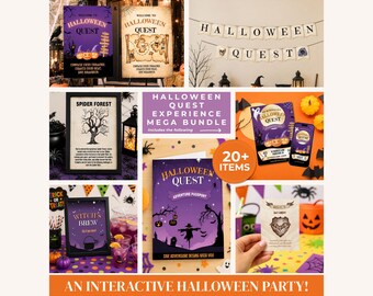 Halloween Activities Party Bundle, Halloween Party Kit, Scavenger Hunt, Fall Festival Adventure Game Printables, Halloween Quest Experience