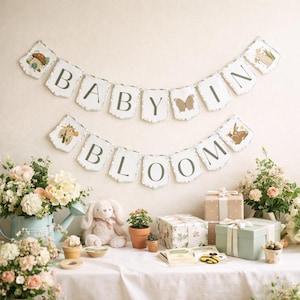Enchanted Garden Baby Shower Garland, Magical Woodland Banner (Digital Download)