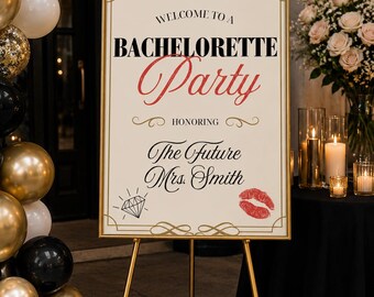 Mob Wife Bachelorette Welcome Sign, Mafia Wife Party Decoration Printable Editable Canva Template Bundle