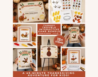 Thanksgiving Games For Kids, Thanksgiving Activities, Scavenger Hunt, Interactive Party Bundle, Family Activity