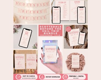 Scottsdale Before The Veil Bachelorette Trip Bundle, Canva Editable Printable Template