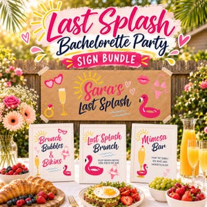 Dekorationsskylt för poolparty till sista stänket, utskrivbar och redigerbar Canvas-mall