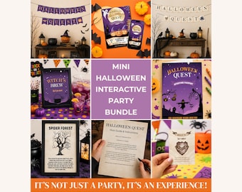 Halloween Activities Party Bundle, Mini Halloween Party Kit, Scavenger Hunt, Adventure Game Printables, Halloween Quest Experience