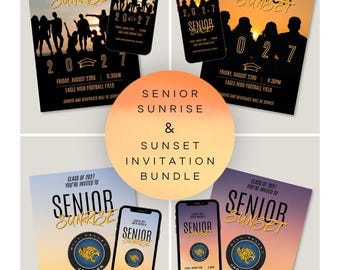 Senior Sunrise and Sunset Invitation Bundle, Printable, Digital and Editable Canva Template