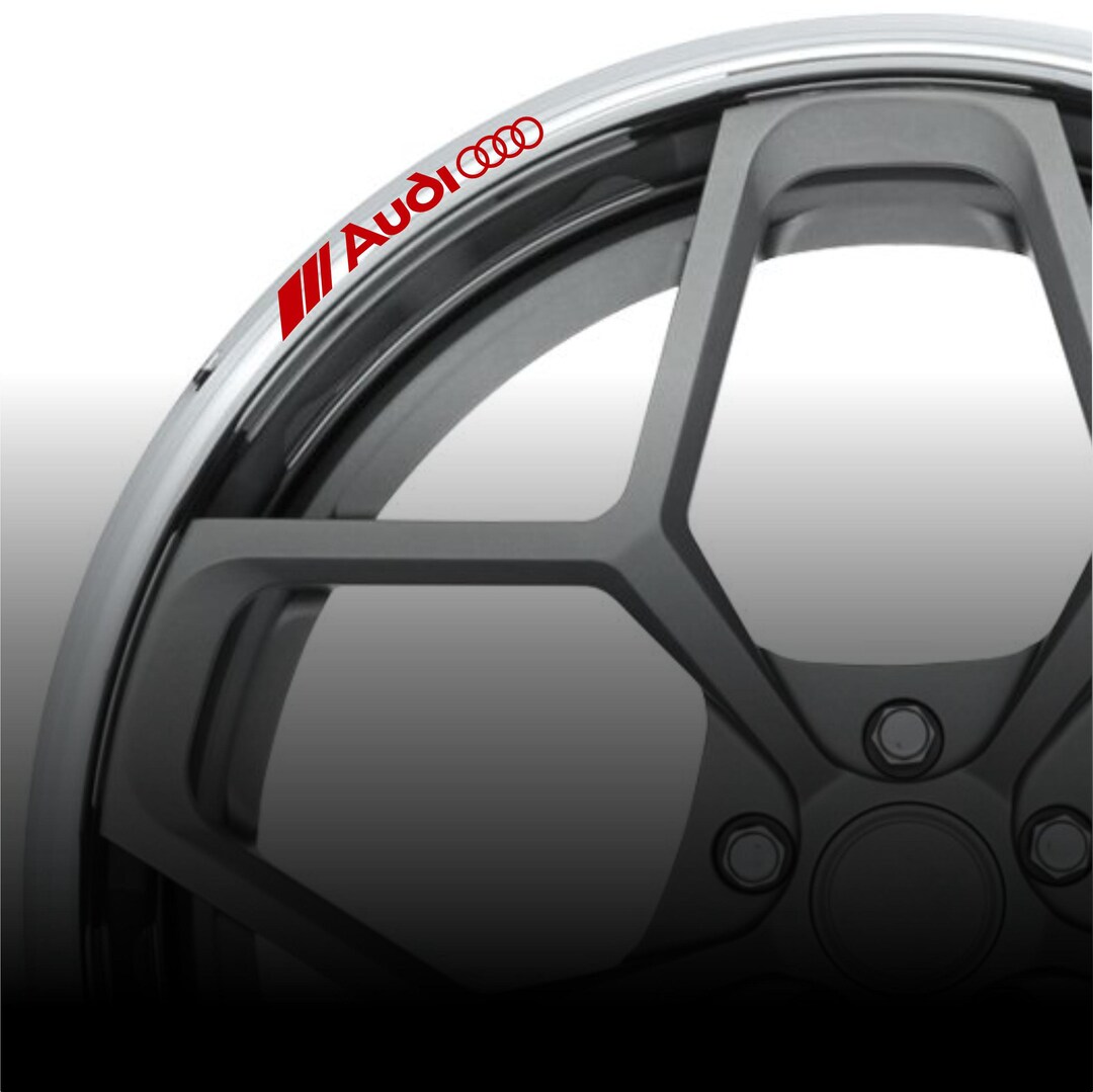4x Audi 9cm Curved Rim Stickers – Curved Logo Vinyl Decals Emblem ...