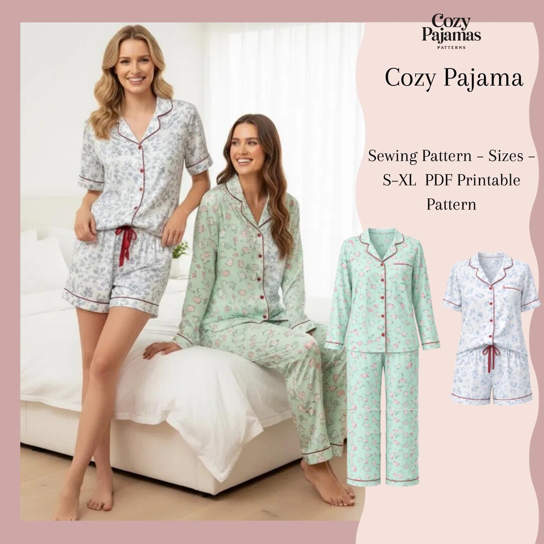 Pajama Sewing Pattern PDF | Women’s Short & Long Pajamas | Shirt ...