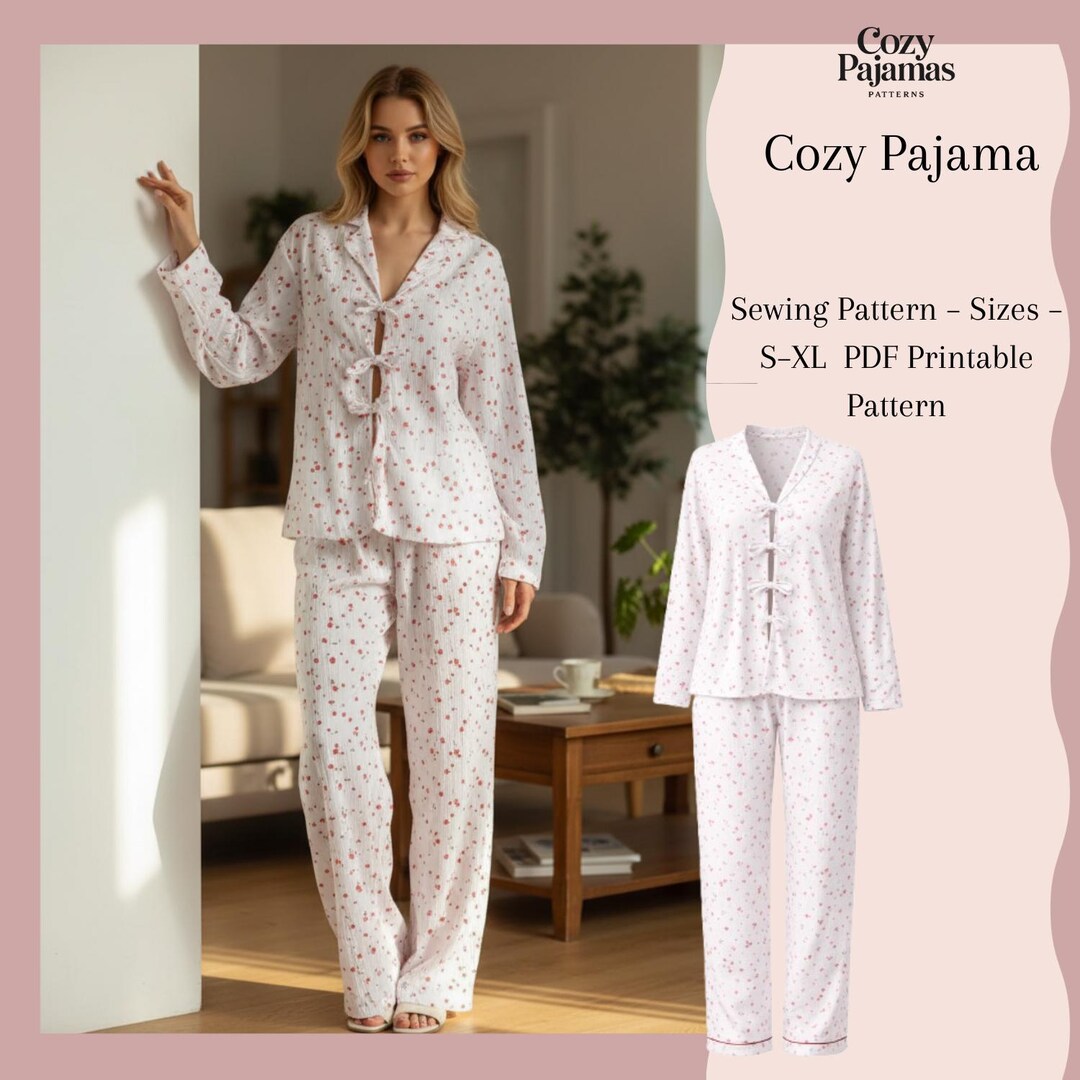 Women’s Pajama Sewing Pattern PDF | Long & Short Pajama Set | Sizes S ...