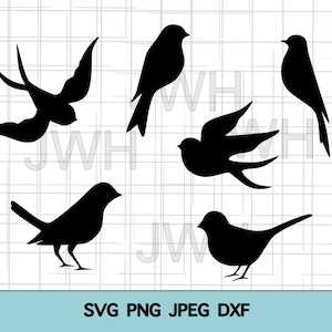 Oiseau Silhouette SVG, PNG, DXF, téléchargement immédiat, téléchargement numérique, clipart oiseaux, vecteur, oiseau SVG Bundle coupe Cricut
