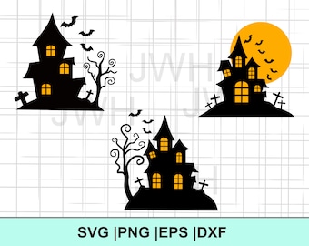 Halloween Haunted House SVG, PNG, EPS, DxF, Instant Download, Halloween Bundle, Haunted Mansion Clipart, SvG cut files for Cricut