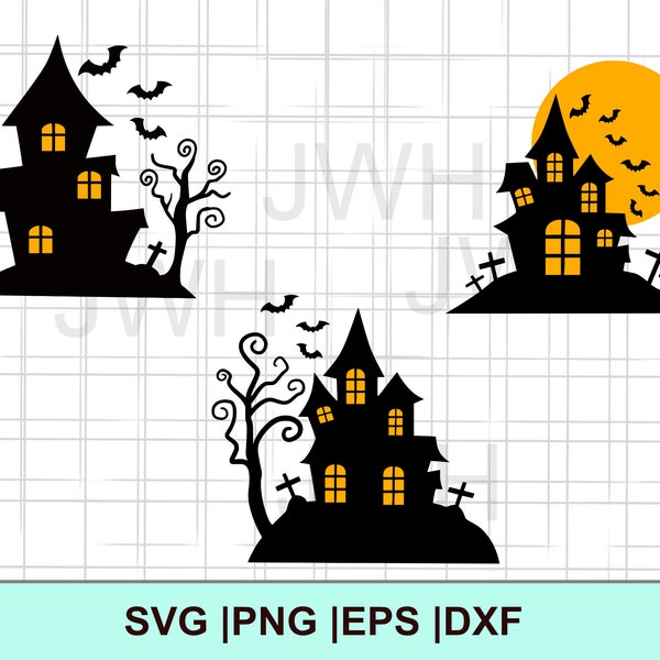 Halloween Haunted House SVG, PNG, EPS, DxF, Instant Download, Halloween Bundle, Haunted Mansion Clipart, SvG cut files for Cricut