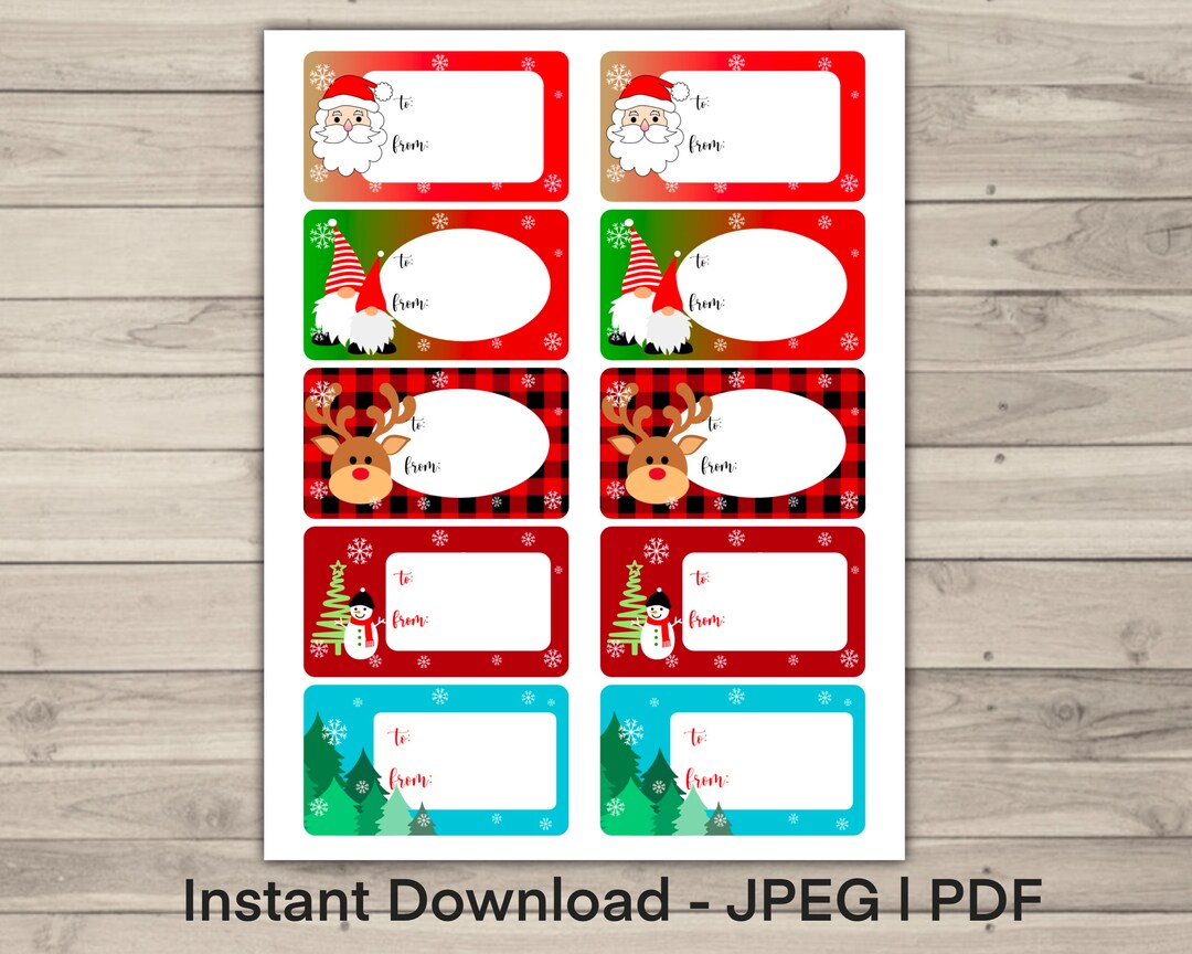 Printable Christmas Labels, Instant Download, Winter Holiday, Digital ...
