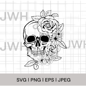 Skull SVG, PNG, EPS, Instant Download, Digital Download,  Floral Skull svg, skull Vector, skull flower svg vector silhouette