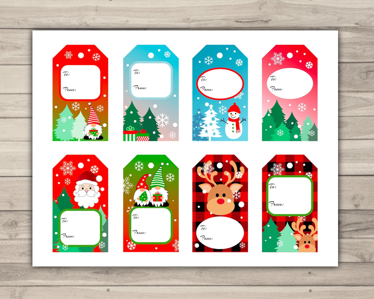 Printable Christmas Gift Tags Instant Download Winter Etsy