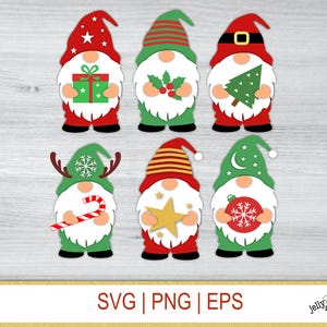 Kerstkabouter SVG-bundel, wintervakantie, digitale download, kerst PNG, EPS, vectorafbeelding voor Cricut Cut bestand clipart, illustraties