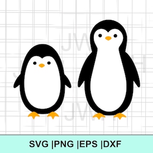 Lindo pingüino SVG, PNG, EPS, DXf, descarga digital, paquete de pingüinos, archivos SVG para Cricut, lindo pingüino clipart