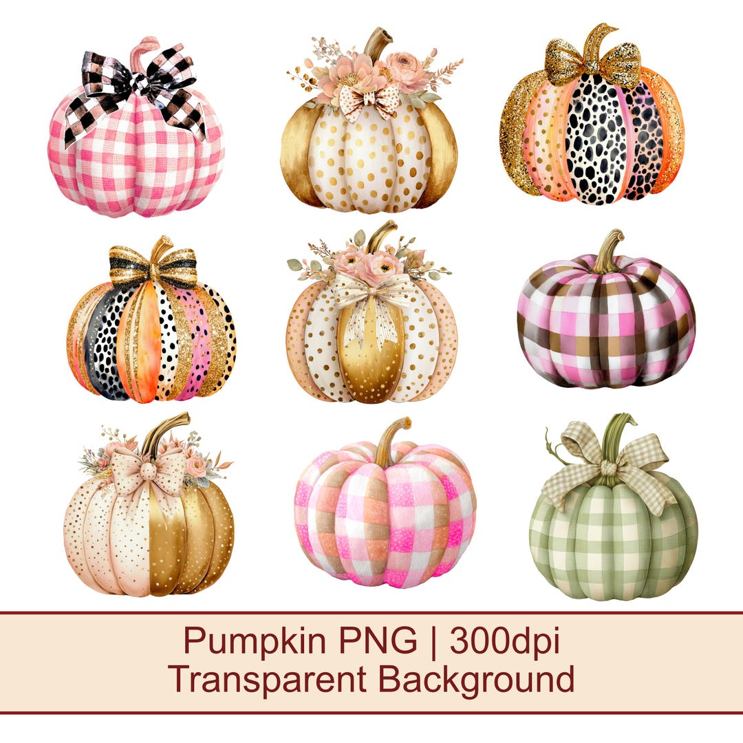 Pumpkin Coquette Bow PNG Files Bundle, Sublimation, Retro Whimsical ...