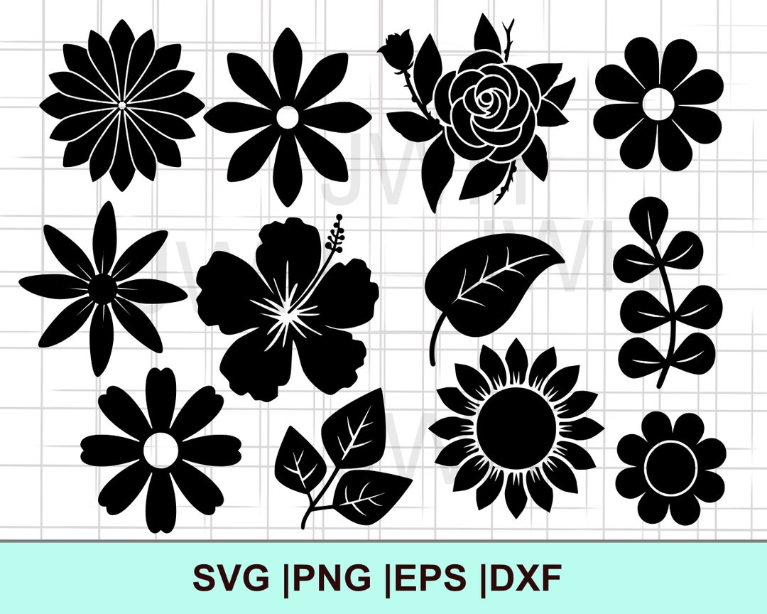 Flower SVG, PNG, EPS, Dxf, Digital Download, Flower Bundle, Svg Files ...