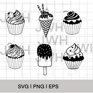 Cupcake SVG, PNG, EPS, sofortiger Download, digitaler Download, Eis SvG Clipart, Cupcakes Vektor, süße Leckereien svg