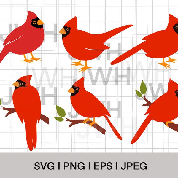 Red Cardinal SVG, Cardinal PNG, EPS, Instant Download, Digital Download,  Cardinals Clipart, Bird Vector, Bird Outline, Bird Stencil